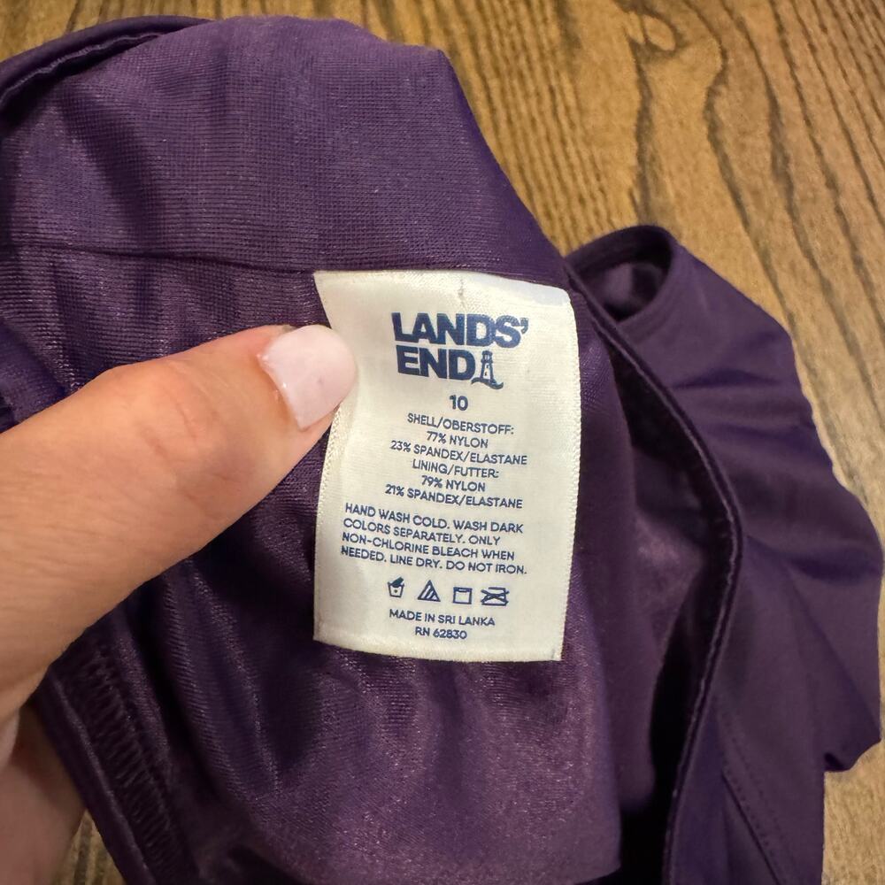 Lands End Womens Solid Purple Banded Bikini Swim Suit Bottom Brief Size 10 - Picture 4 of 5
